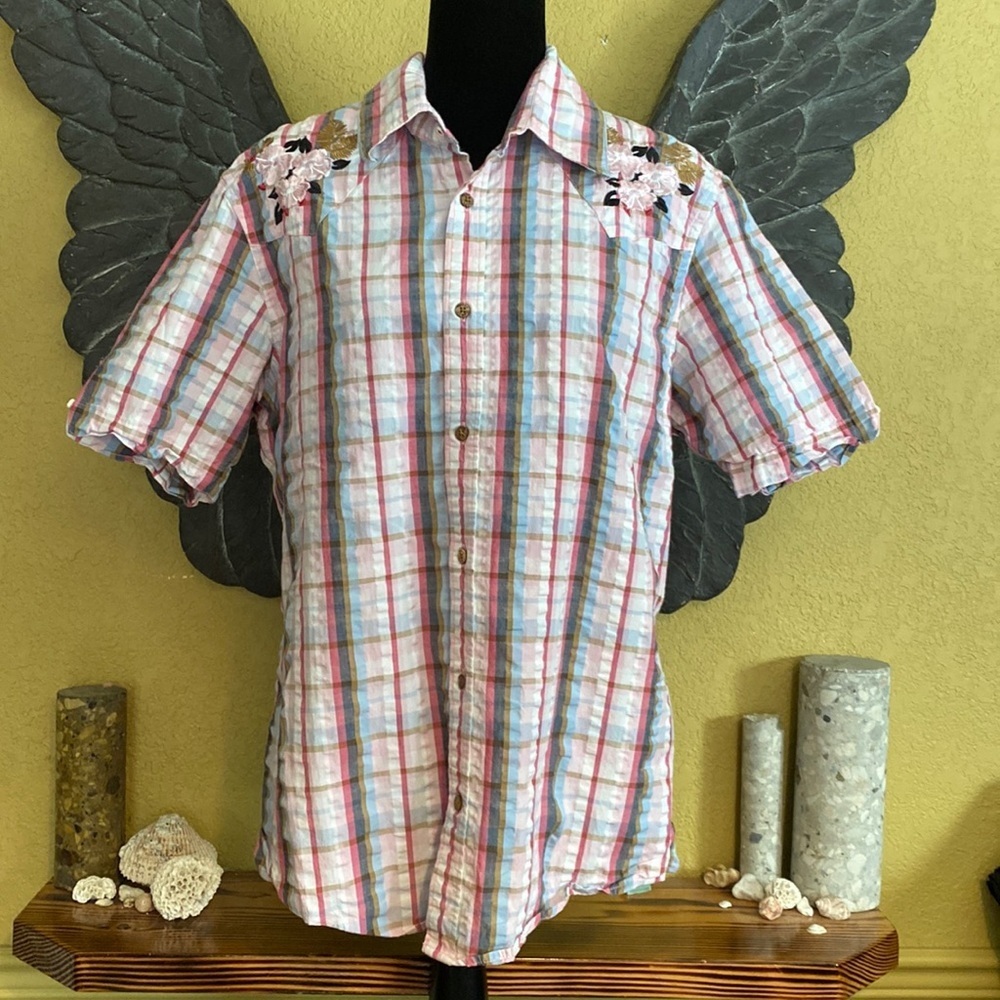 Mexx Button Down Plaid Shirt With Embroidery